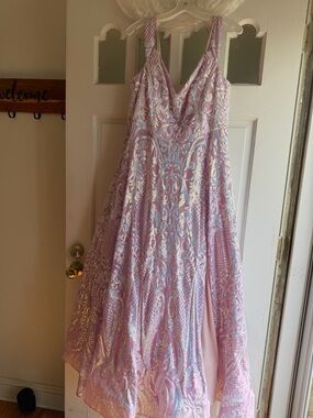 Lavender Iridescent Sequin A-Line Gown